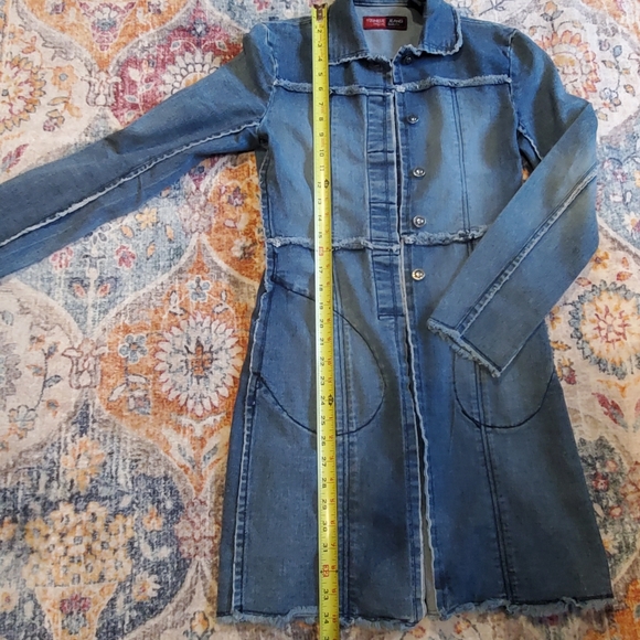 Vintage - Distressed Youngique Long Denim Coat (SMALL) - Picture 3 of 6